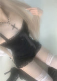 [only suzen] Benian Two-Chain Vintage Black Cross Necklace