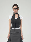 LONG TIE HALTER TOP