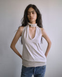 OPEN-BACK DRAPED HALTER TOP