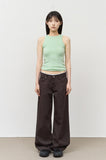 (W) Browny Lace Straight Pants