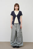 (W) Tie Linen Layered Top