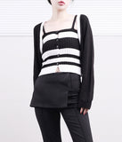 Moire Stripe Punching Cardigan