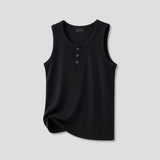 Fog Ribbed Henley Neck Sleeveless