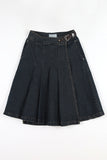 Belt pleated skirt