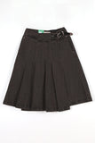 Belt pleated skirt