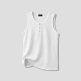 Fog Ribbed Henley Neck Sleeveless