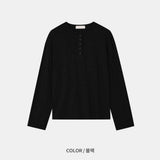 Niel Slub Roll-up Henley Neck Long Sleeve