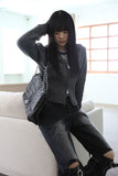Black wide strap denim