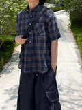 Connie Wrinkle Check Half Shirt