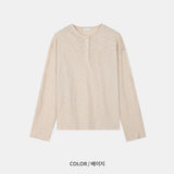 Niel Slub Roll-up Henley Neck Long Sleeve
