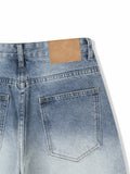 Rope Light Washing Bermuda Denim Pants