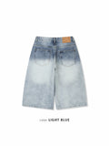 Rope Light Washing Bermuda Denim Pants