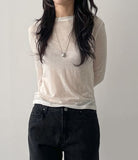Ocean Tencel See-through Round Neck T-shirt