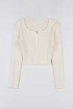 Round simple ribbed cardigan