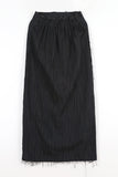 Slit fringe maxi skirt