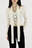 Camille button scarf knit top