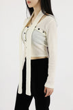 Camille button scarf knit top