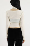 Camille button scarf knit top