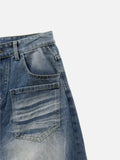 Wave Cat Washing Damage Denim Pants