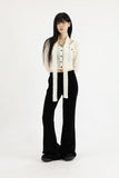 Camille button scarf knit top