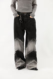 Angle color matching denim pants