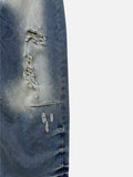 Wave Cat Washing Damage Denim Pants