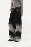 Angle color matching denim pants