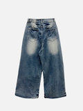Wave Cat Washing Damage Denim Pants
