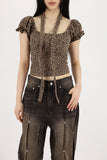 Puff leopard scarf tee