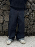 High waist pocket straight fit raw denim pt