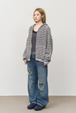 Stone Striped Zip Hoodie