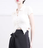 Crinkle Unbalanced Button Shirt
