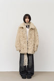 (W) Curly Duffle Fur Coat