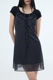 PRTN) Check Frill Bustier Short One Piece