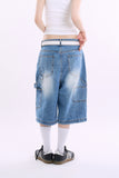 Wavy carpenter bermuda denim pants