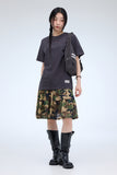 Meshid flare mid-length skirt