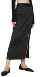 Wood slit long skirt