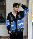 Winter wool knit zip-up