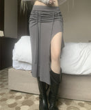 Nave Shirring Unbal Long Skirt