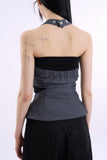 Denim snap cut out sleeveless top