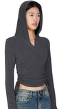 Evil Shirring Cropped Hoodie