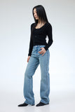 PRTN)Classic mid-rise straight jeans