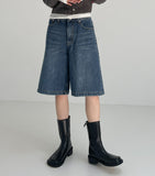 525 Cat Washing Bermuda Wide Denim