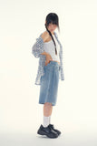 Side fold bermuda denim pants