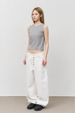 Button-fly Curved Pants