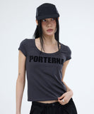 PRTN) U-neck Hurupi Logo Short Sleeve T-Shirt
