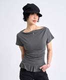 Drape frill slim tee