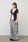 (W) Tie Linen Layered Top