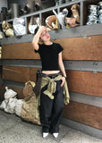 WASHED BLACK DENIM PANTS
