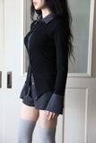 Cali color matching shirt knit top